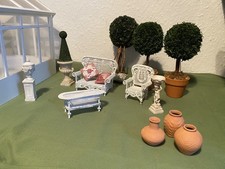 Dolls House Conservatory 1/12 Wire Wicker Furniture Topiary Urns Sculpture