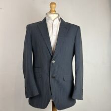 William Hunt Boating Blazer Jacket Men's 42R Dark Blue Striped Seersucker