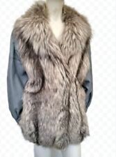 Real Silver Fox Fur&real Leather Lady's Vintage Jacket One Size