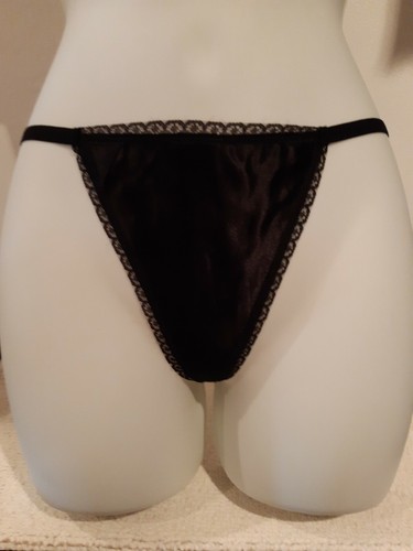 Black satin look string - satin, g-string