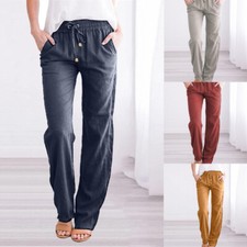 Women Trousers Solid Cotton