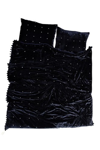 Black velvet quilt starry hand - black,