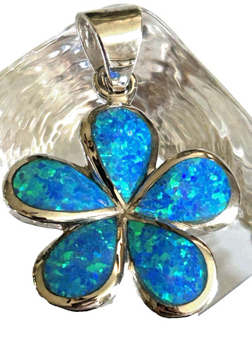 Blue opal plumeria 925 - opal, .925