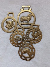 Set Of Five Horse Brasses Various Designs Equestrian Collectable Brass