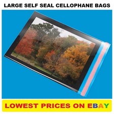 Clear Self Seal Plastic Poly Cello Gift Bag A2 A3 A4 Extra Large Cellophane Bags