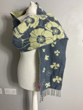 Radley blue yellow boiled lambswool floral fringed scarf scarves shawl