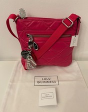 Lulu Guinness Small Pink Leather Quilted Lips Jamie With Charm Crossbody Bag