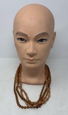 Vintage Goldtone Faux Amber Resin Beaded Pendants Necklace (L10) Jewellery Brown