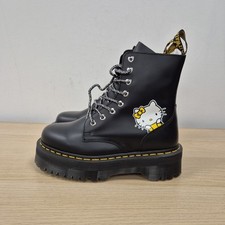 Dr Martens X Hello Kitty Jadon Black Leather Chunky Platform Quad Boots Uk 5 