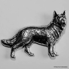 Alsation Pewter Pin Brooch - British Hand Crafted - German Shepherd Police Dog