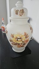 VINTAGE FENTON CUSTARD GLASS GINGER JAR 18" Tall Floral Design