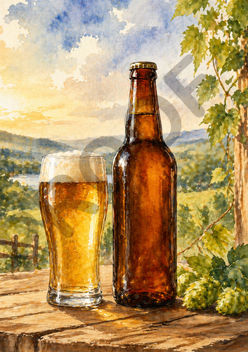 Watercolour beer picture metal - watercolour,
