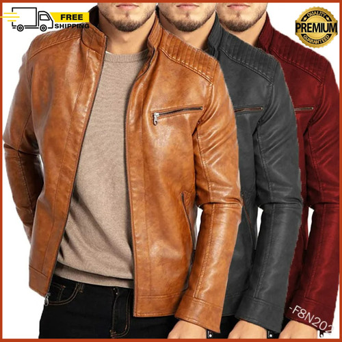 Men leather jacket - men's, pu