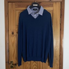 Atlantic Bay Long Sleeve Mock Shirt Pullover BLUE Check Collar Size XL BNWOT ✅