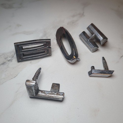 Vintage chrome metal letters - metal,