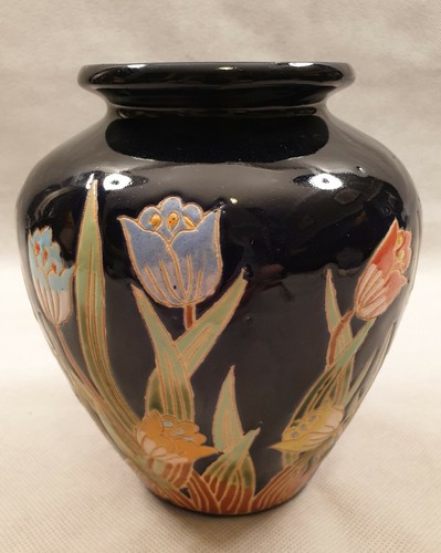 Studio pottery blue vase - pottery,
