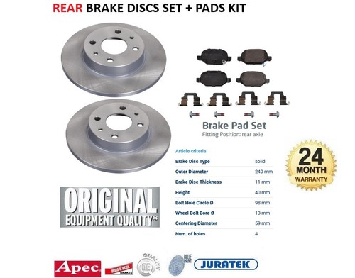 Rear brake discs and - and, pads