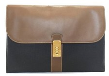 Dunhill briefcase document case Brown Leather porch clutch Men