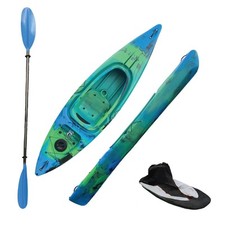 Riber Deluxe One Man Sit In Kayak + Paddle & Spraydeck - R-1018-Blue/Green/Black