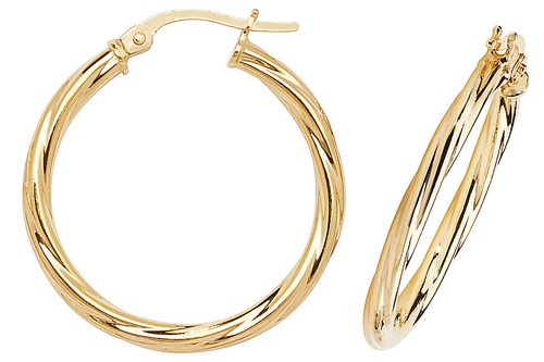 9ct yellow gold hoop earrings - hoop,