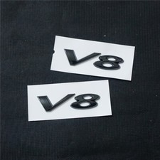 2x Glossy Black V8 Plastic