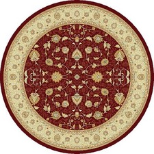 Round Dark Red Beige