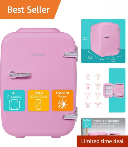 Portable pink mini fridge - portable, 4l