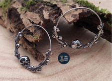 Skulls Hoop Earrings Skulls on a vine Pagan Viking Biker Gothic Stainless Steel