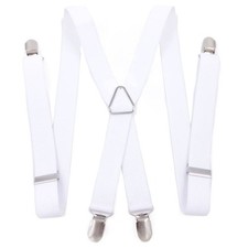 4 Clips Wide Men Women Adjustable Elastic Suspenders Clip On Braces Trouser UK