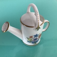 Vintage Spode Miniature Mini China Watering Can Floral design. Blue / Multi. 6cm