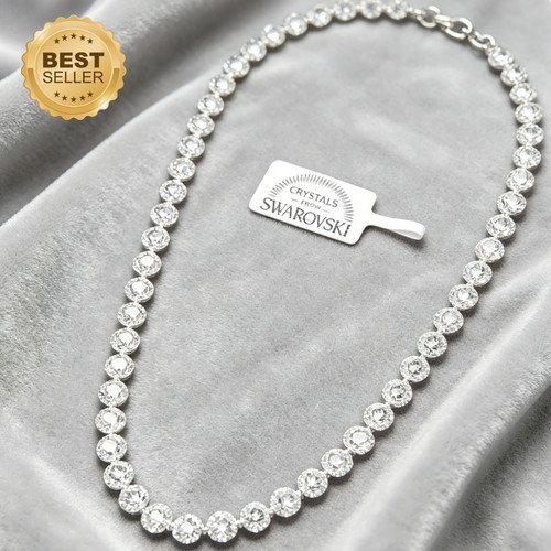 Silver tennis necklace - silver, angel
