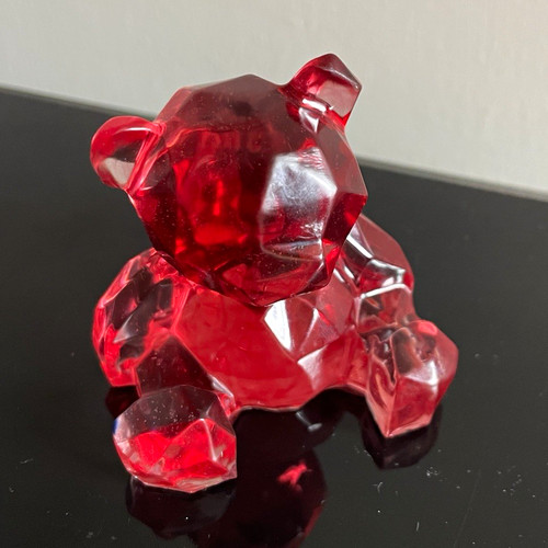 Red clear faceted glass - clear,