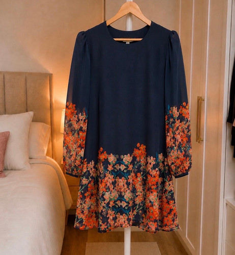 Yumi navy floral border print - yumi,