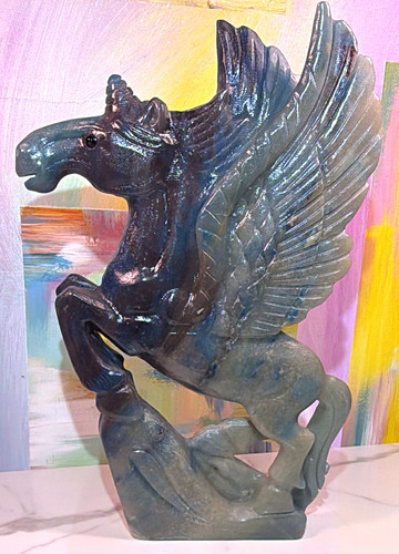 Blue gray stone pegasus winged - blue/gray,