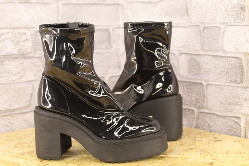 Black faux patent - faux, chunky