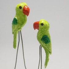 2 Miniature Green Parrot Bird
