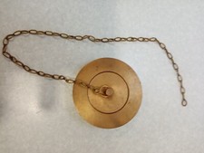 BRASS BUTLER  KITCHEN SINK SLOTTED WASTE &  PLUG, CHAIN 19 INCH REFURBED