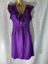 Womens F&F Uk 14 Cadbury Purple Sleeveless V Neck Knee Length Pencil Dress