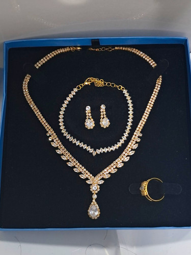 Gold tone clear crystal - gold,