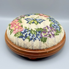 Vintage Needlepoint Foot Stool