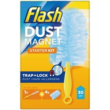Flash Dust Magnet Duster Kit Traps 1 Handle & 4 Refills for Home Office & Work