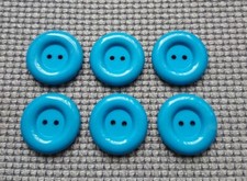 6 x Dusky Turquoise Blue 2 Hole Buttons 28mm Cardigan Coat Aran Jumper Crafts