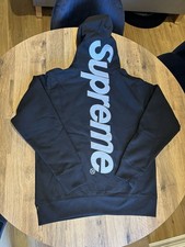 SUPREME SATIN APPLIQUÉ HOODED SWEATSHIRT  'BLACK' - Size Large - Brand New