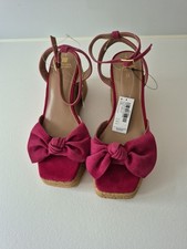 New Next Pink Leather  Wedge Sandal Size 6