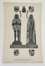 MONUMENTAL BRASSES John Shelley 1536, Clapham (1896-7 Lithograph)