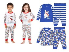 Frosty Snowman X Mas Print Boys Girl Cotton 2pc Christmas T shirt Pyjama PJ Set