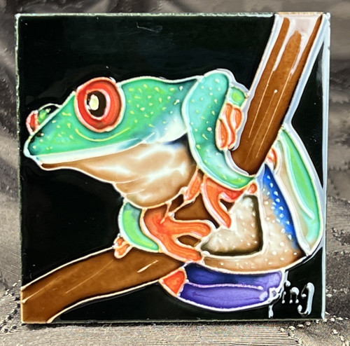 Vintage red eye tree frog - tree, tile