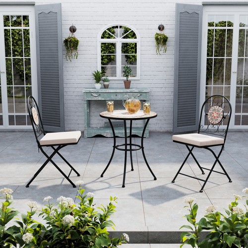 Round mosaic bistro table - round,