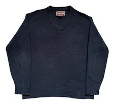 Marlboro Classics Vintage Black Wool V-Neck Sweatshirt Mens Size Large