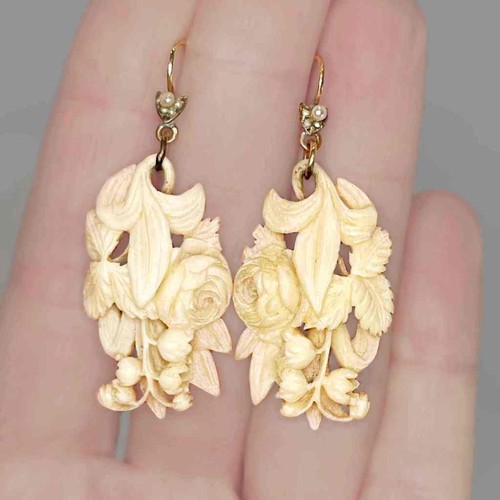 Victorian cow bone floral - bone, 18k